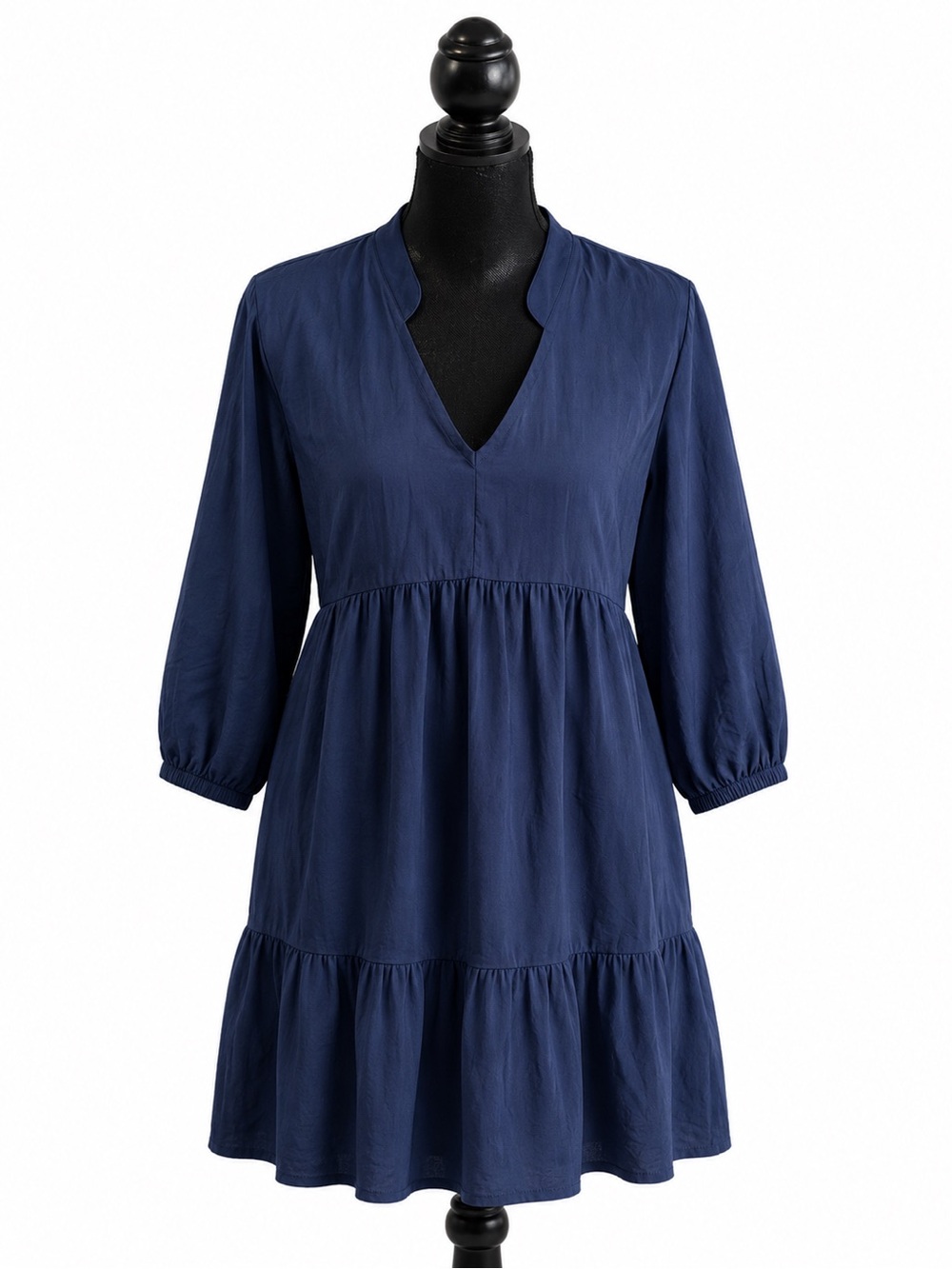 Mexx Navy Blue V-Neck Tiered Babydoll Dress